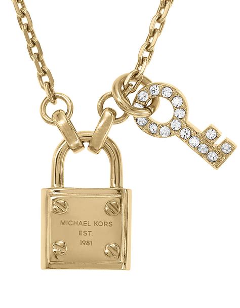 michael kors necklace lock and key|michael kors gold heart necklace.